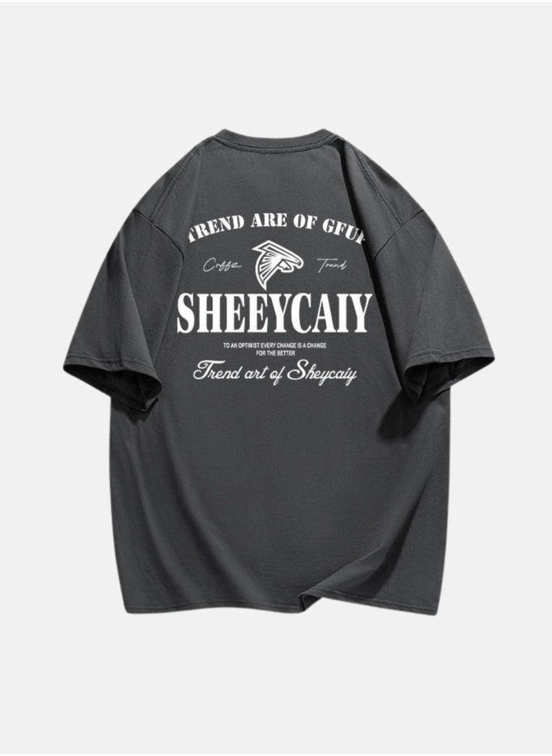 Thirty-One SHEEYCAIY Printed Dark Grey Unisex Oversized T-shirt  - Image 2