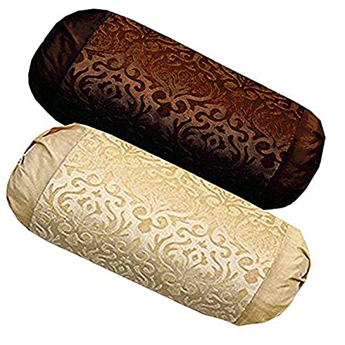 Belive-Me Velvet 200 TC Standard Beige Bolster Cover Set of 2 Pieces (Beige) - Image 1