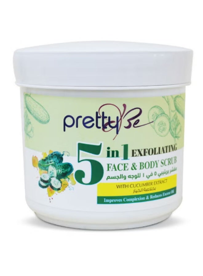prettyBe 5 in 1 Exfoliating Face & Body Scrub With Cucumber Extract 550ml - Image 1