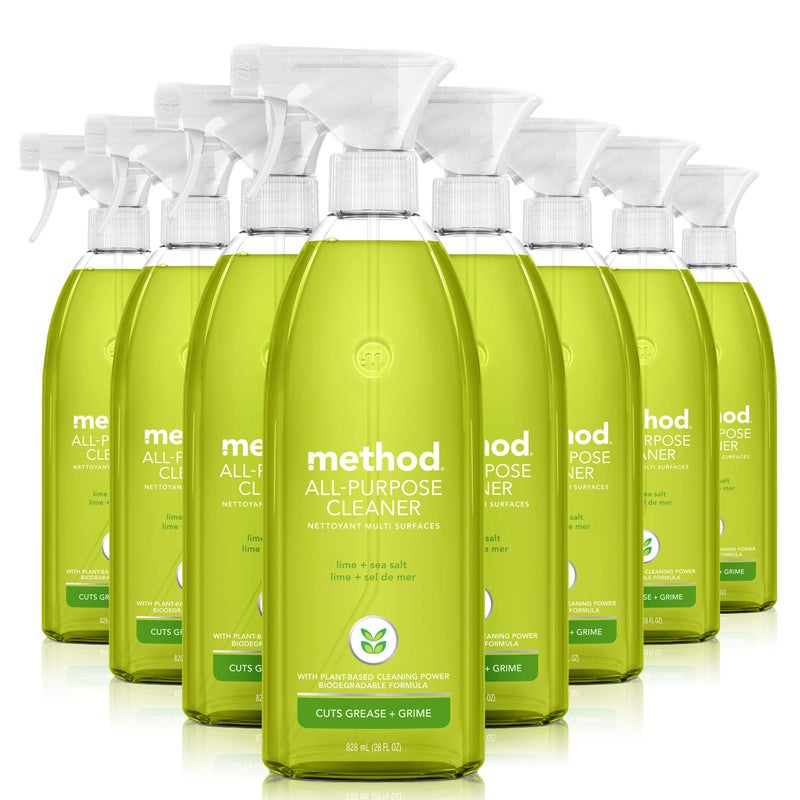 Method - 1239 All Purpose Cleaner, Lime + Sea Salt, 28 Fl Oz (Pack of 8), Eco-Friendly Multi-Surface Cleaning Spray - Image 1