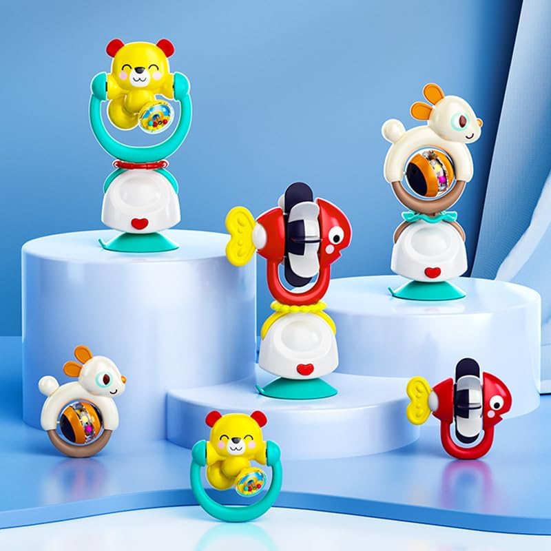 HOLA 2in1 Highchair Toys & Baby Rattle Toys Fish, Mealtime Toys, Teething Relief, Fine Motor Skills, Bright Colors, Sensory Toys, Baby Toys, Teether, Baby Rattle, Animal Rattle, Suction Toys 6M+ - Image 5