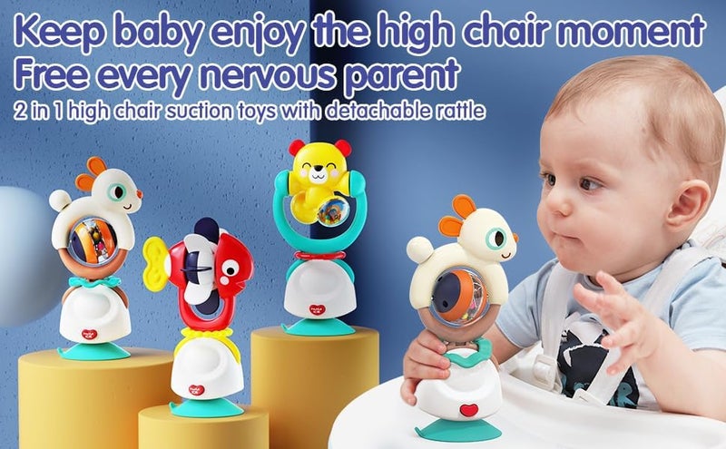 HOLA 2in1 Highchair Toys & Baby Rattle Toys Fish, Mealtime Toys, Teething Relief, Fine Motor Skills, Bright Colors, Sensory Toys, Baby Toys, Teether, Baby Rattle, Animal Rattle, Suction Toys 6M+ - Image 4