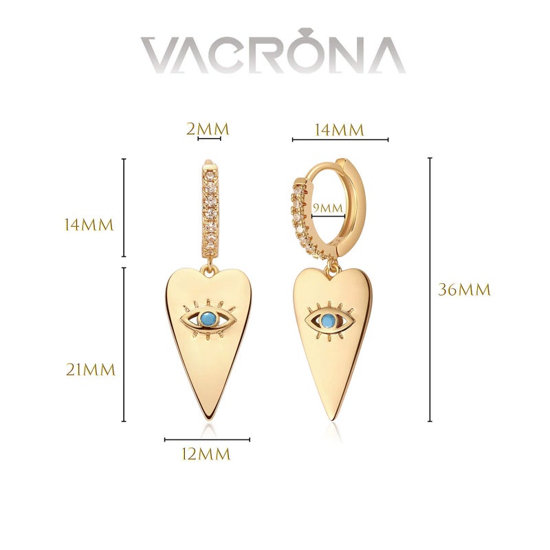 VACRONA Gold Hoop Earrings Evil Eye Huggie Earrings for Women 14k Gold Plated Small Huggie Hoop Earrings - Image 5