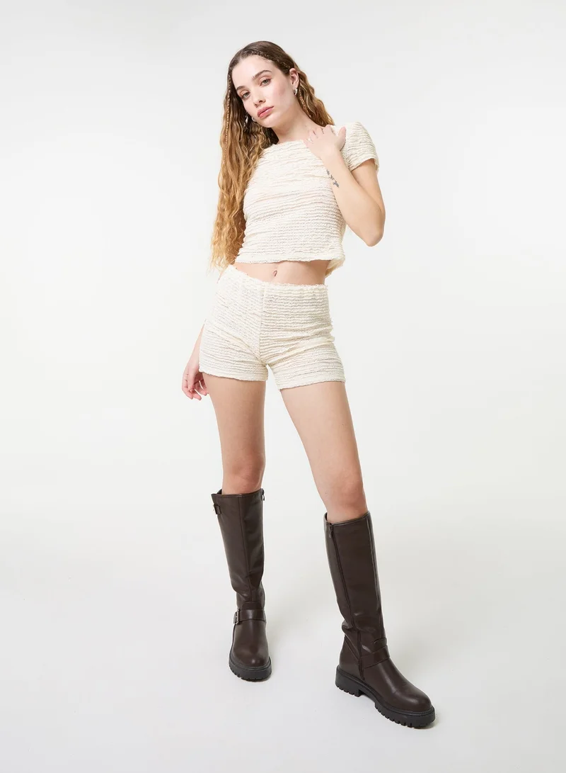 Pink Vanilla  Textured Stretch Jersey Top for Women | Best Price UAE