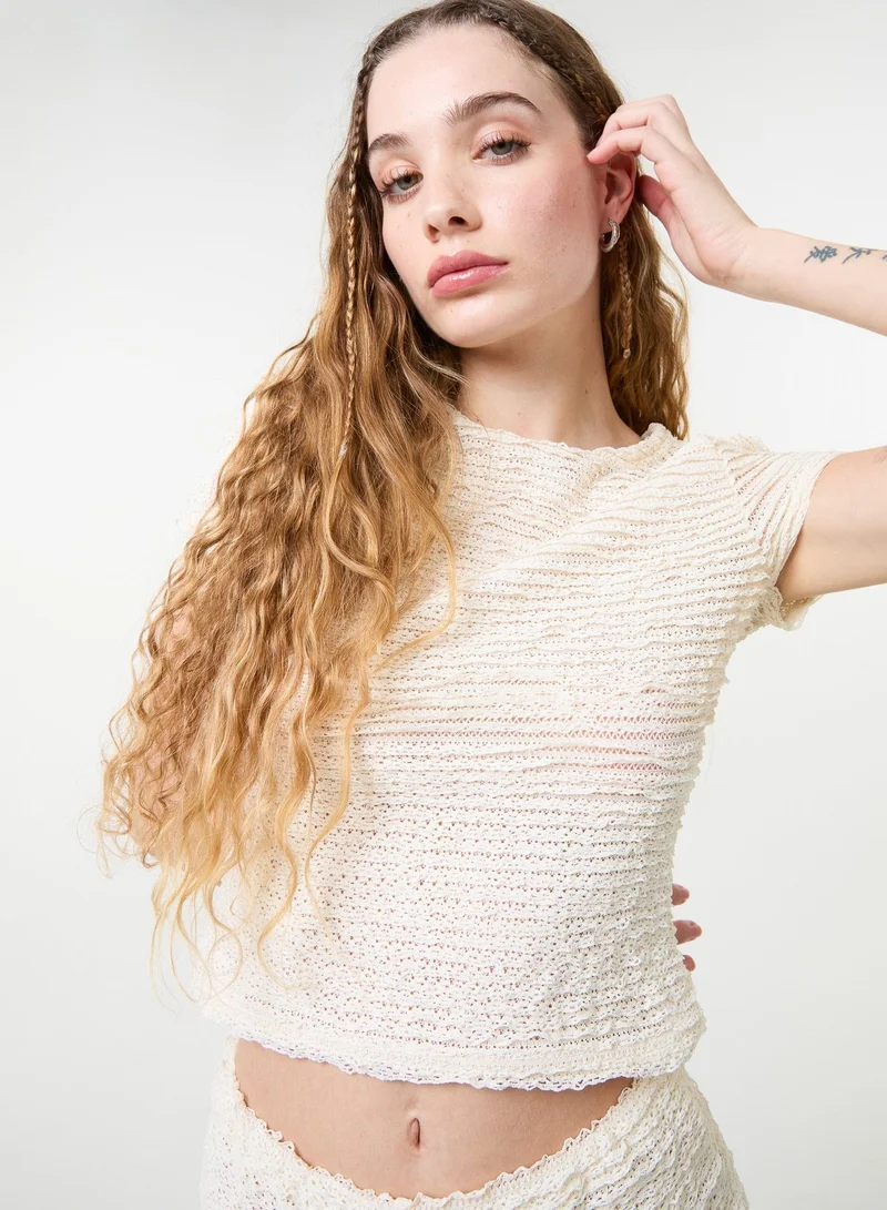 Pink Vanilla  Textured Stretch Jersey Top for Women | Best Price UAE