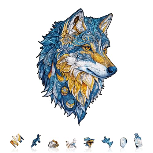 AEEKDOOK Wooden Puzzles for Adults Vivd Wolf Wood Puzzles Adult Unique Animal Shape Wooden Jigsaw Puzzles for Adults Birthday Gifts for Puzzle Lovers Family 131 91in 200 Pieces - Image 5