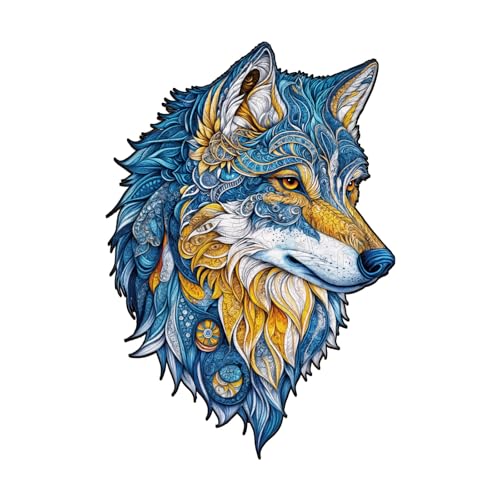 AEEKDOOK Wooden Puzzles for Adults Vivd Wolf Wood Puzzles Adult Unique Animal Shape Wooden Jigsaw Puzzles for Adults Birthday Gifts for Puzzle Lovers Family 131 91in 200 Pieces - Image 1