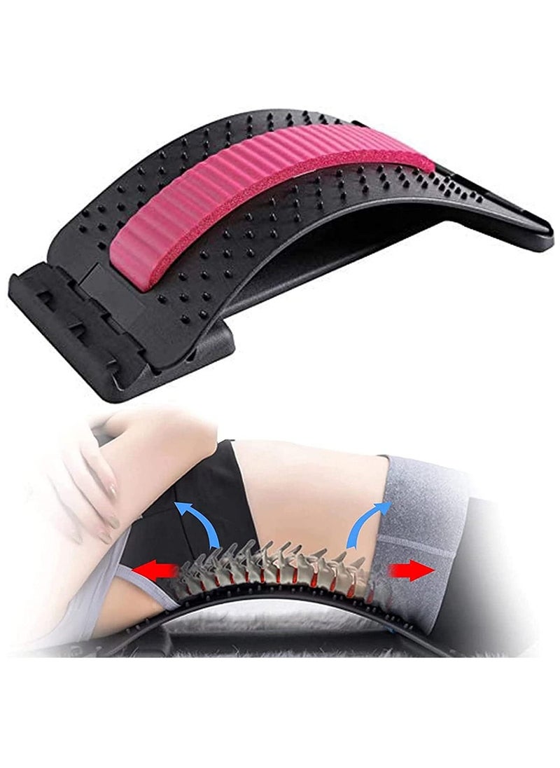 إسكدنيا Back Stretcher - 3 Heights Adjustable Back Stretcher For Pain Relief, Lower Back Stretcher With Massaging Points  Cushion Foam, Spine Deck For Office Chair, Car, Travel(Pink) - Image 1