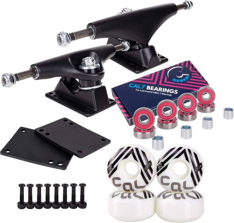Cal 7 Skateboard Complete Combo with 139 mm Trucks, 52 mm Wheels, Bearings, Durable Skateboard Hardware Kit, Starter Set for Standard Skateboards - Image 2