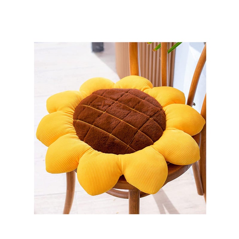 SOLARAE Sunflower Flower Plush Pillow, Soft and Comfortable Sunflower Smiley Cushion Colorful Sun Flower Plush for Home Bedroom Shop Restaurant Decor (True Sunflower) - Image 1