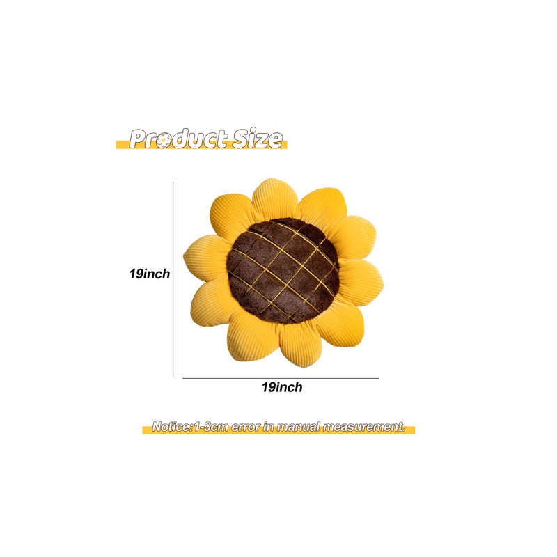 SOLARAE Sunflower Flower Plush Pillow, Soft and Comfortable Sunflower Smiley Cushion Colorful Sun Flower Plush for Home Bedroom Shop Restaurant Decor (True Sunflower) - Image 2