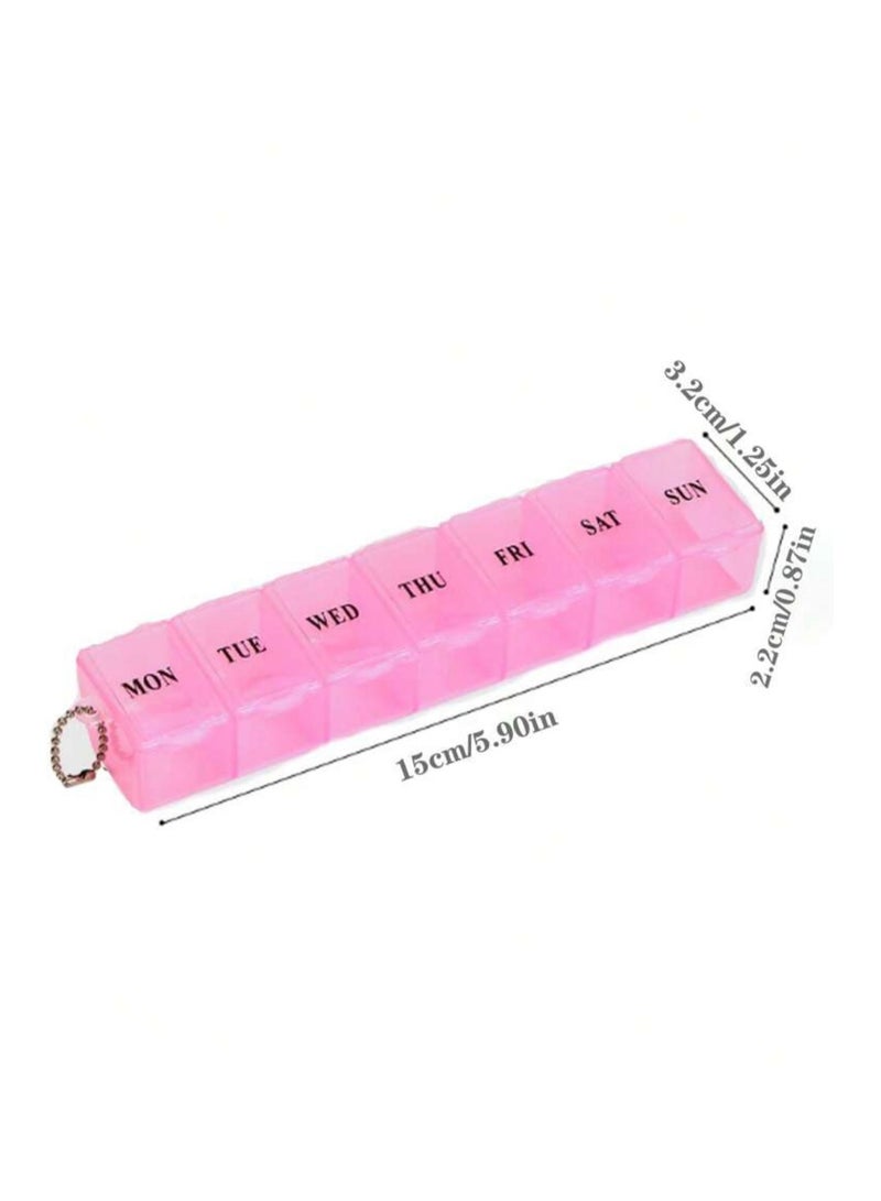 7 Day Pill Organizer, Large PUSh Button Weekly Pill Box For Pills/Vitamin/Medecine/Fish Oil/Supplements - Pink - Image 2