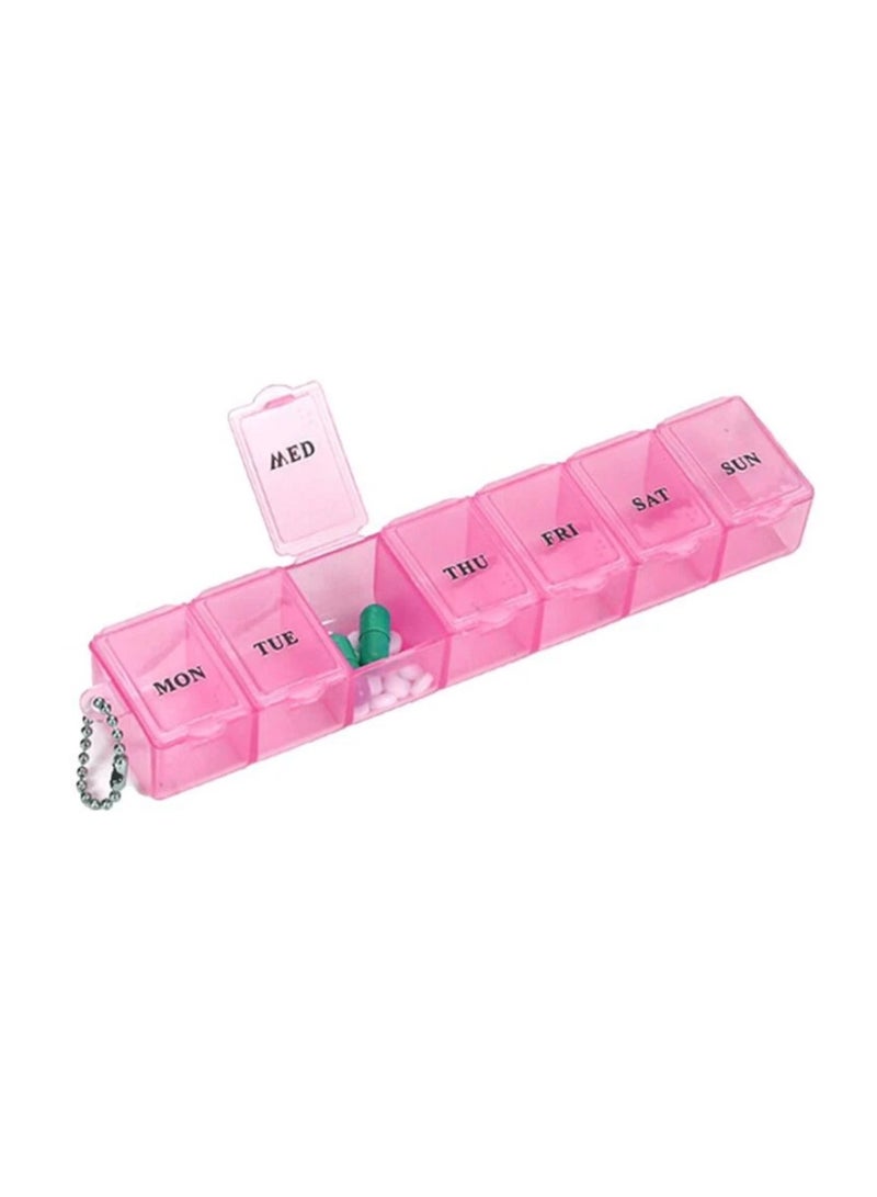 7 Day Pill Organizer, Large PUSh Button Weekly Pill Box For Pills/Vitamin/Medecine/Fish Oil/Supplements - Pink - Image 1