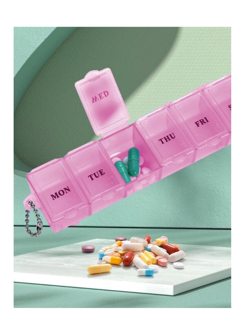 7 Day Pill Organizer, Large PUSh Button Weekly Pill Box For Pills/Vitamin/Medecine/Fish Oil/Supplements - Pink - Image 4