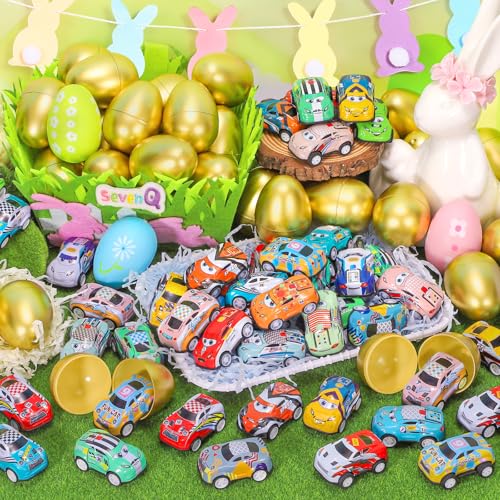 SevenQ Toy Cars Easter Basket Stuffers 24 Pcs Prefilled Easter Egg Fillers Race Car Party Favors for Kids Birthday Goodie Bag Treasure Box Toys for Classroom Treat Prizes Pinata Egg Hunt Supplies - Image 5