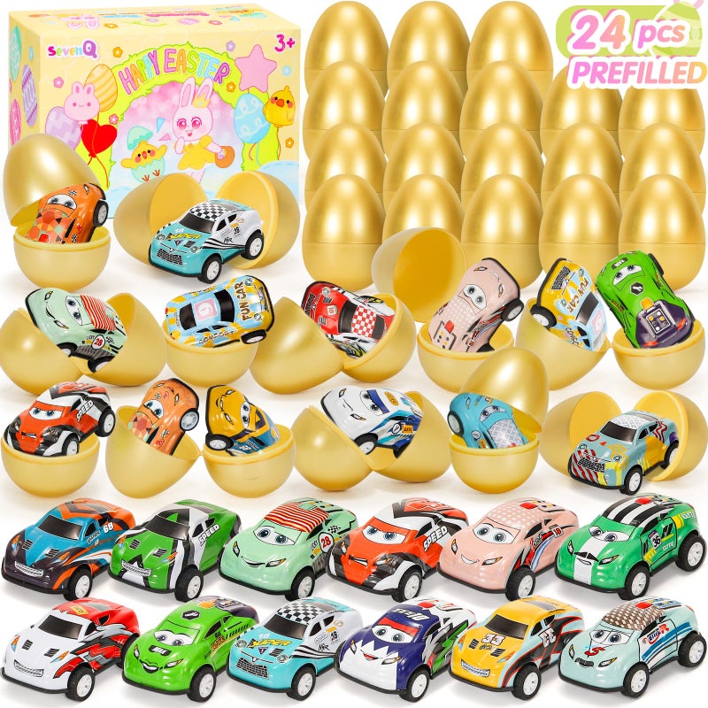 SevenQ Toy Cars Easter Basket Stuffers 24 Pcs Prefilled Easter Egg Fillers Race Car Party Favors for Kids Birthday Goodie Bag Treasure Box Toys for Classroom Treat Prizes Pinata Egg Hunt Supplies - Image 3