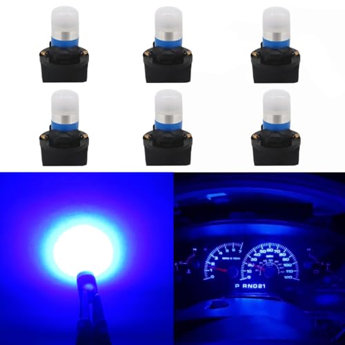 WLJH Blue T10 Led Bulb Dash Lights Dashboard Instrument Panel Cluster Gauge 2825 194 w5w Car Interior Lamp Twist Sockets Pc195 Pc194 Pc168, Pack of 6 - Image 1