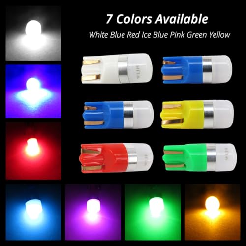 WLJH Blue T10 Led Bulb Dash Lights Dashboard Instrument Panel Cluster Gauge 2825 194 w5w Car Interior Lamp Twist Sockets Pc195 Pc194 Pc168, Pack of 6 - Image 2