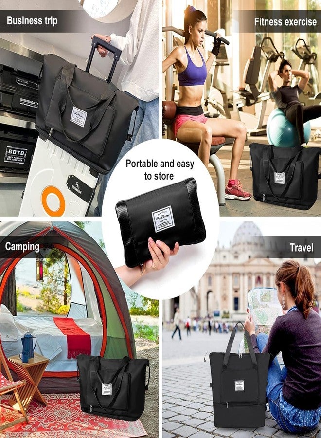 Royals hub Large Capacity Folding Travel Tote Bag, Oxford Fabric Waterproof Lightweight Foldable Travel Duffel Bag Portable Expandable Travel Bag, Dry and Wet Carry On Bag【Colors as Per Stock】 - Image 4