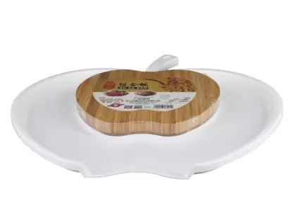 Arkit Cutting Board for Kitchen with Handle Fruits Meat Veggi Chiken Cutting Plate Large Chopping Tray for Hotel Cafe Wooden with Plastic Chopping Board Apple Shape Chopping Board with Tray - Image 3