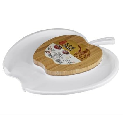 Arkit Cutting Board for Kitchen with Handle Fruits Meat Veggi Chiken Cutting Plate Large Chopping Tray for Hotel Cafe Wooden with Plastic Chopping Board Apple Shape Chopping Board with Tray - Image 2