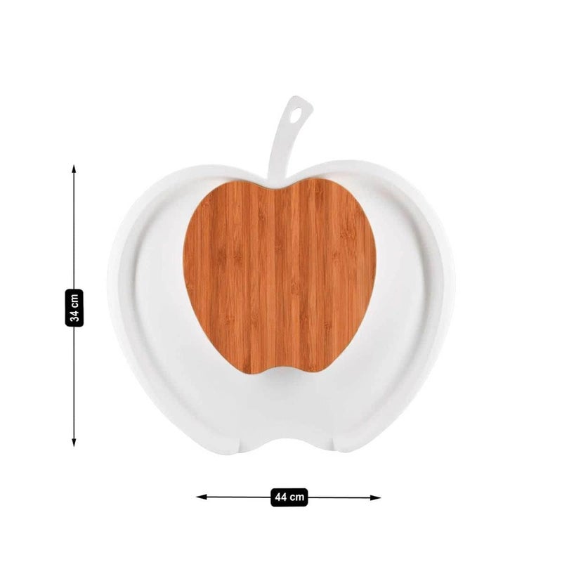 Arkit Cutting Board for Kitchen with Handle Fruits Meat Veggi Chiken Cutting Plate Large Chopping Tray for Hotel Cafe Wooden with Plastic Chopping Board Apple Shape Chopping Board with Tray - Image 5
