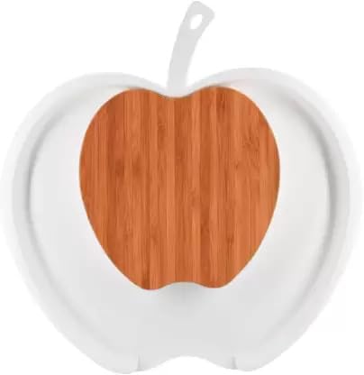 Arkit Cutting Board for Kitchen with Handle Fruits Meat Veggi Chiken Cutting Plate Large Chopping Tray for Hotel Cafe Wooden with Plastic Chopping Board Apple Shape Chopping Board with Tray - Image 1