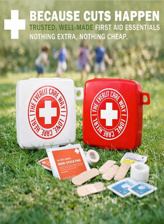 EVERLIT CARE EVERLIT Pocket-Aid Kit | Travel-Friendly Hard-Shell Cases with 50 Items for Cuts, Scrapes, Burn & Wound Care | Pack of 3 Mini First Aid Kits for Travel, Outdoor, School, Camping, Home, Office (Red) - Image 4