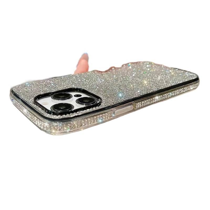 Silicone Protective Case for iPhone 15 / 15 Plus / 15 Pro / 15 Pro Max with Drop Protection and Diamond-Embedded plus Shockproof plus 3D Design in Black - Image 3