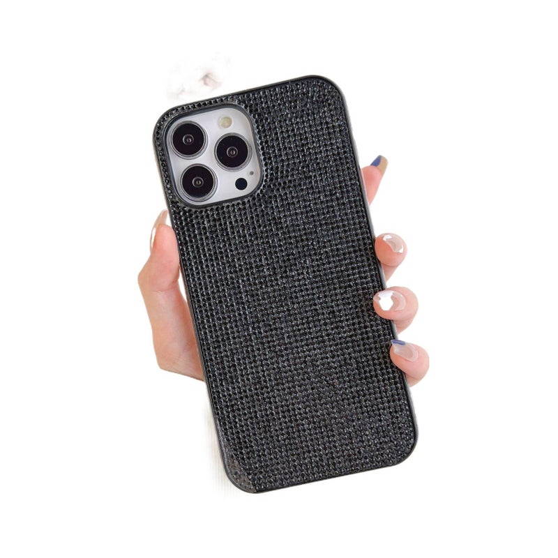 Silicone Protective Case for iPhone 15 / 15 Plus / 15 Pro / 15 Pro Max with Drop Protection and Diamond-Embedded plus Shockproof plus 3D Design in Black - Image 1