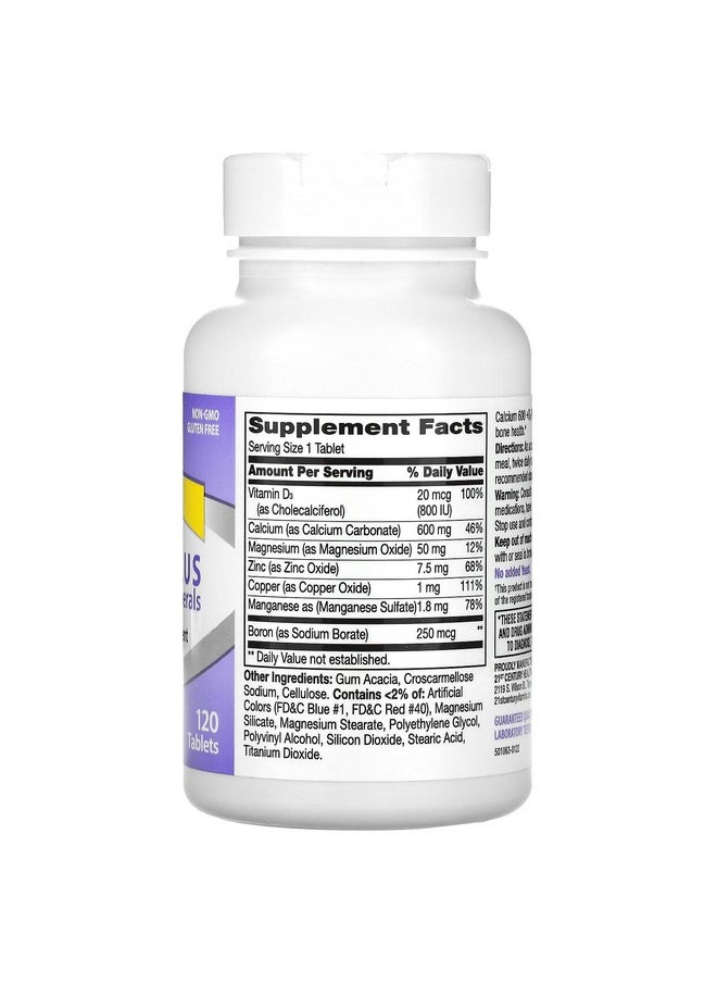 21st Century Calcium 600 Plus D Plus Minerals Caplets, 120Count (27498)