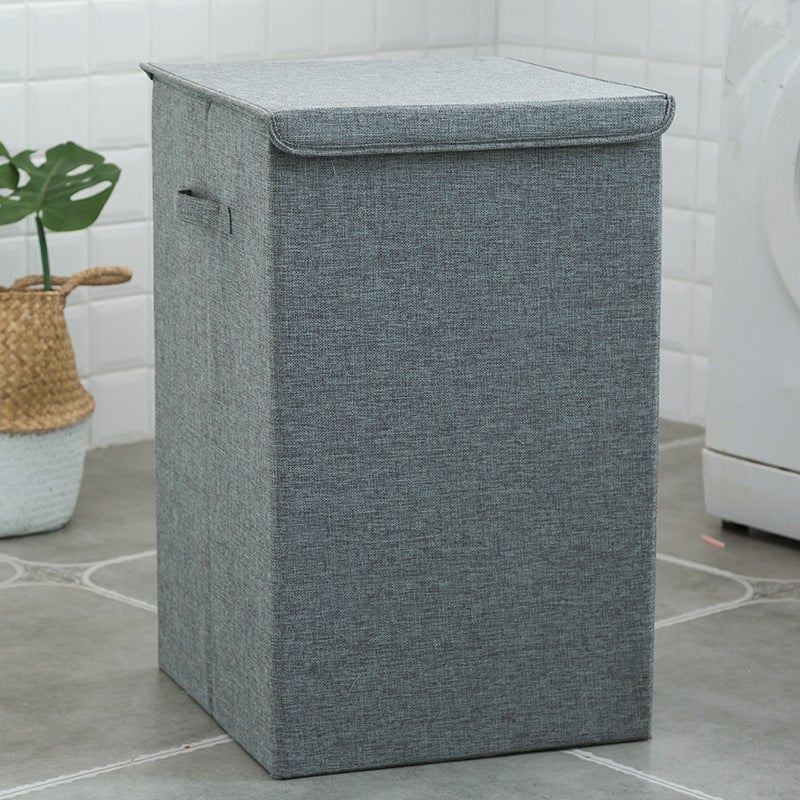Bathroom laundry storage bucket simple home large laundry basket covered fabric folding laundry blue wholesale(Gray, Small size) - Image 1