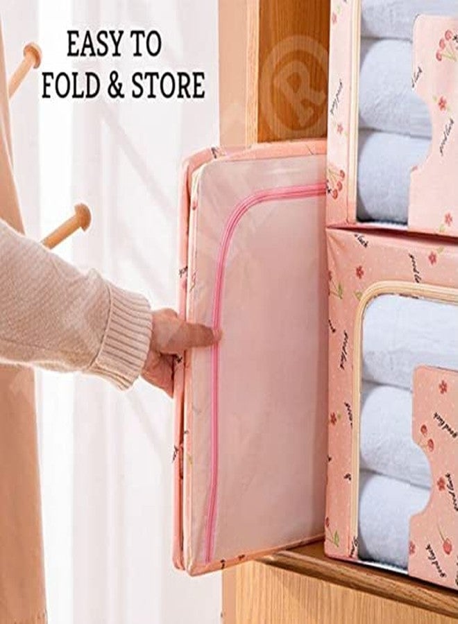 BLINE Fabric Rectangular Collapsible Foldable Box Wardrobe Storage Organizer Bag with Steel Frame - (Multicolor, Standard, 66L) - Image 4