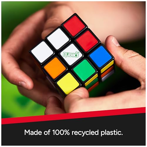 Rubik's مكعب روبيك، ري-كيوب، المكعب الأصلي 3x3 مصنوع من 100% بلاستيك معاد تدويره، لغز لحل المشكلات، لعبة مطابقة الألوان، لعبة فidget، لغز حسي، هدايا عيد الميلاد للأعمار من 8 سنوات وما فوق - Image 3