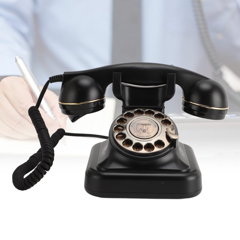 Retro Landline Phone Old Fashioned Classic Rotary Dial Redial Function Mechanical Ringtone Corded Landline Telephone - Image 1