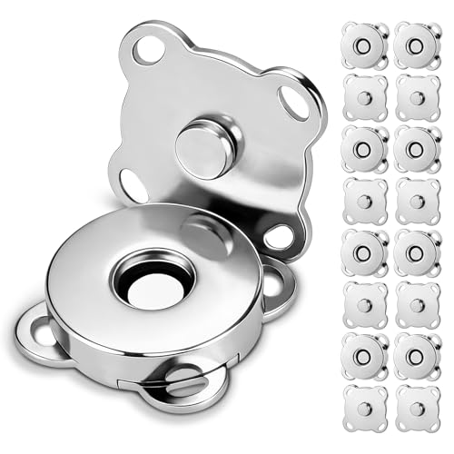 ManTangSun 12Sets Magnetic Snaps Closures Buttons 15mm Silver Magnetic Snap Closures for Purses,Clothes, Bags,Sewing on Plum Magnetic Snap for Fabric DIY Craft (Sliver) - Image 1