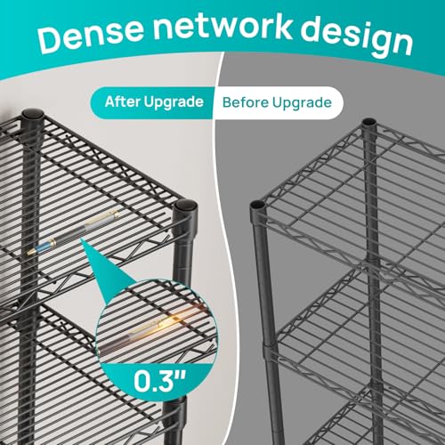 SINGAYE 6 Shelves Bathroom Organizers and Storage Shelf Wire Closet Metal Pantry Kitchen Small Garage Shelving Unit Laundry Room Organization Home Tall Rack Balck 10" D x 16" W x 60”H - Image 2