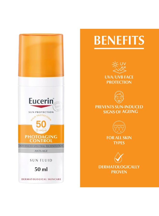 Pack Of 2 Face Sunscreen Photoaging Control Anti-Age Sun Fluid Suitable As Make-Up Base Orange 50ml - Image 4