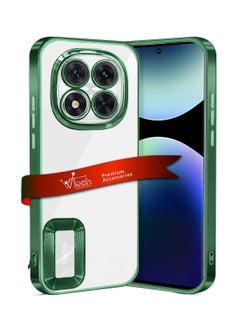 Wtech Xiaomi Redmi Note 14 Pro+ / Redmi Note 14 Pro Plus 5G 2024 PU Luxury Plating Raised Lips Camera Hole Case Cover - Dark Green  - Image 1