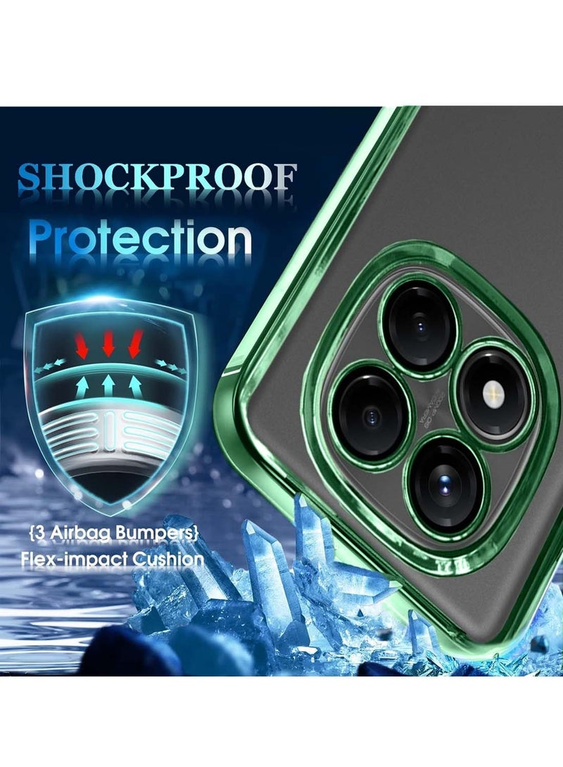 Wtech Xiaomi Redmi Note 14 Pro+ / Redmi Note 14 Pro Plus 5G 2024 PU Luxury Plating Raised Lips Camera Hole Case Cover - Dark Green - Image 3