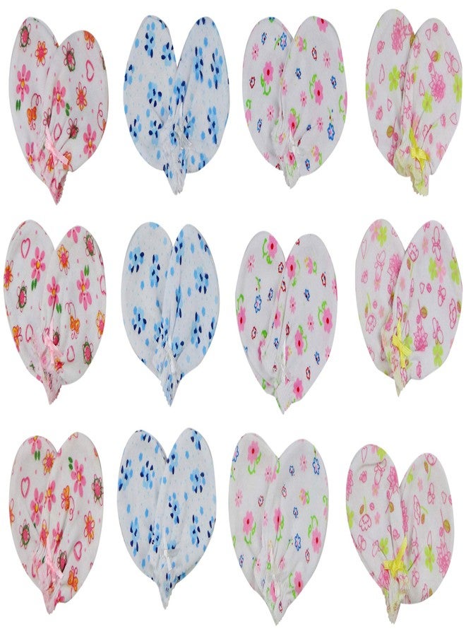 ToBeInStyle 4-Pack Newborn Baby Comfy Cotton Mitten Gloves - White Flower - OS - Image 4