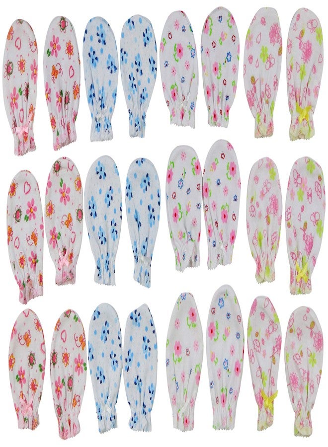 ToBeInStyle 4-Pack Newborn Baby Comfy Cotton Mitten Gloves - White Flower - OS - Image 3