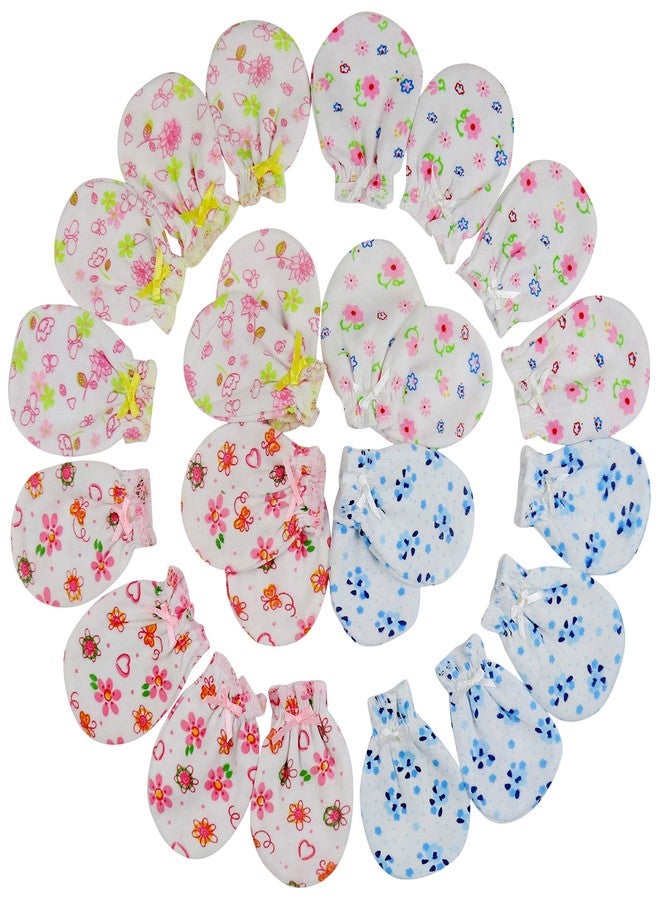 ToBeInStyle 4-Pack Newborn Baby Comfy Cotton Mitten Gloves - White Flower - OS - Image 5