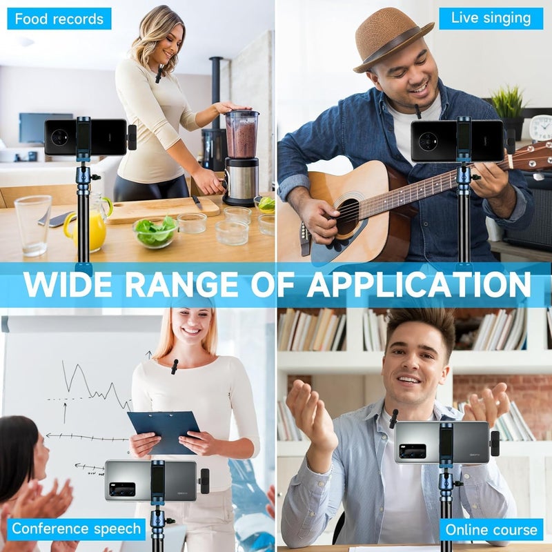 USTINE ® مجموعة SnapX1 L للتدوين مع ميكروفون لاسلكي | عصا سيلفي ثلاثية في واحد بطول 170 سم قابلة للتمديد مع حامل ثلاثي القوائم مع جهاز تحكم بلوتوث + ميكروفون K8 ليوتيوب، ريلز وتدوين الفيديو (أندرويد/آيفون) - Image 4