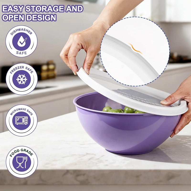 Greentainer Plastic Mixing Bowls with Lids Set 12 Piece Colorful Mixing Bowl Set for Kitchen - Nesting Bowls with Lids Set, 6 Prep Bowls and 6 Lids - Microwave and Freezer Safe(Dark Blue) - Image 5