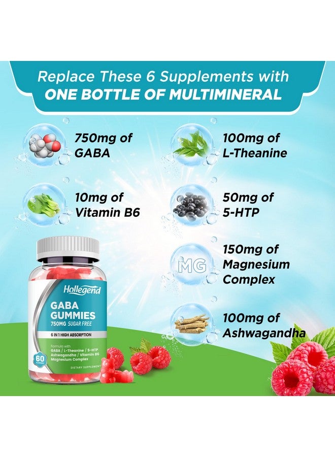 Hollegend هوليجند جابا جومي، جومي خالية من السكر لتخفيف التوتر للبالغين، مكمل جابا إل-ثيانين عالي الفعالية مع المغنيسيوم، أشواغاندا، 5-HTP وفيتامين B6 لصحة النوم والدماغ، نباتي، 60 - Image 3