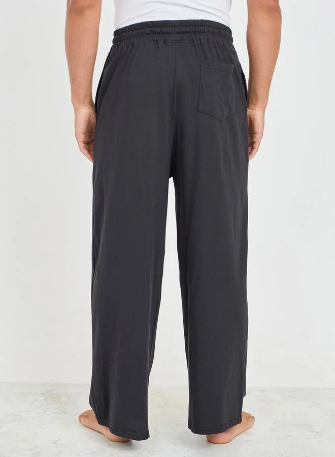 Styli Pocket Detail Wide Leg Pyjama with Drawstring Waistband
