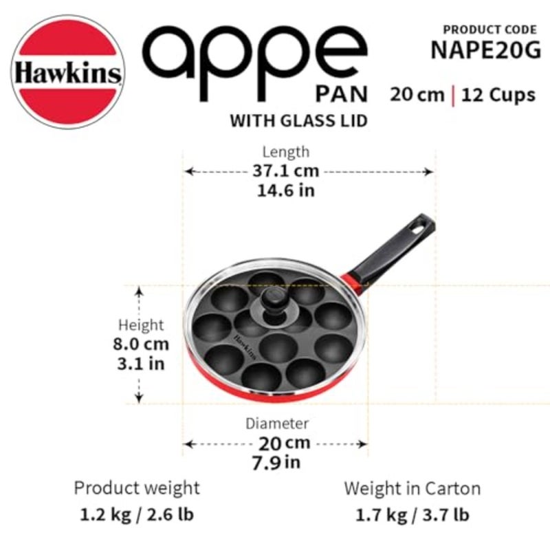 مقلاة غير قابلة للالتصاق بغطاء زجاجي، 12 كوب، 20 سم NAPE22G - Image 4
