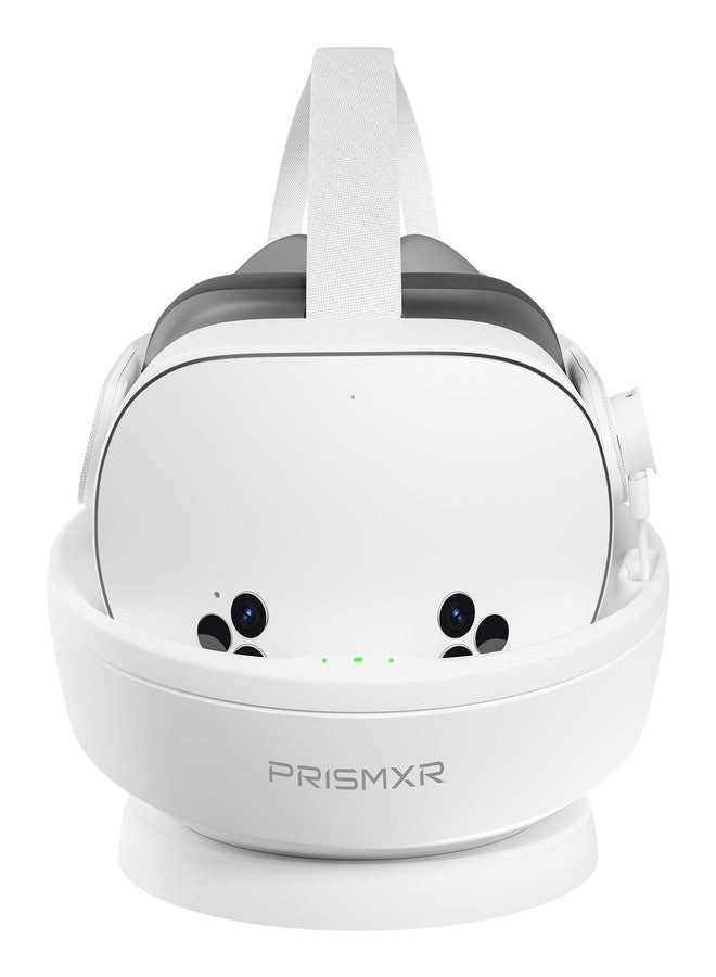 PRISMXR Charging Station for VR Headset - Compatible with Meta Quest 3S | Supports Halo Strap & Elite Strap | Charging Dock for Controller with 2 Batteries (Carina D1S) - Image 1