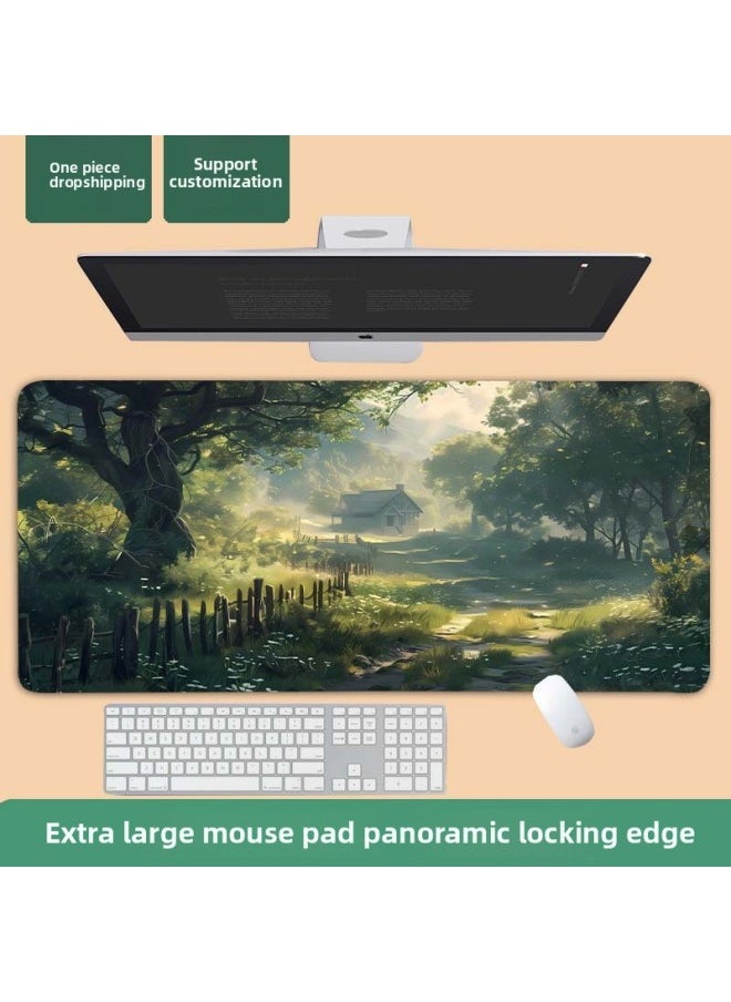 Generic - Mouse Pad Oversized Cartoon Character Keyboard Pad Gorgeous Enlarged Thickened Lock Edge Large Office Desk Pad One Piece-Color:900*400*3mm-Pattern:B31-the Sun Rises From The Clouds On The Mountain - Image 1